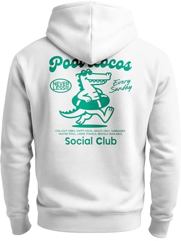 Neverless® Herren Sweatjacke Backprint Pool Locos Social Club - Zipjacke Hinten Bedruckt - Zip-Hoodie Männer Fashion Streetstyle