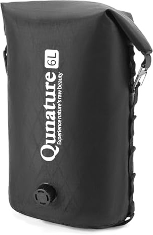 Qunature Bike Fork Bag, 6L Waterproof Ultralight Multi-Position Mounting Rear Rack Bag, Compressed Portable Wear-Resistant Bicycle Front Pouch for Bikepacking, Cycling, Touring, Black M