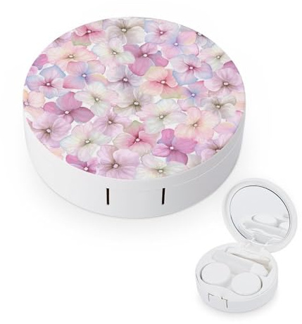 fkgvwo Contact Lens Case Pink Flowers Contact Lens Box Travel Kit Portable for Travel & Home