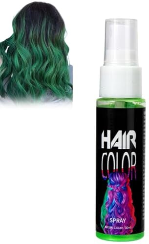 Haarspray Farbe, Farbiges Haarfarbe Grün, Temporäre Haarfarbe Green, Auswaschbar & Sofortige Haar-farbe für Karneval, Cosplay & Party, Temporäre Haarfärbung in Schillerndem Grün, Instant Hair Dye