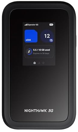 NETGEAR Nighthawk 5G Mobile Hotspot M7 con eSIM o SIM | Enrutador WiFi 7 portátil para Viajar en más de 140 países | Admite 32 Dispositivos, 5G/4G LTE Desbloqueado | Velocidad de 3.6 Gbps | AT&T