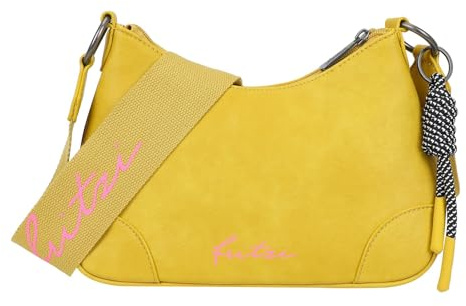 Fritzi Cross Lou Yellow Crossbody Damen Umhängetasche Schultertasche Handtasche Alltagstasche Lederimitat Reißverschluss Tragegurt Freizeittasche Alltag Reisen Freizeit 26 x 22 x 10 cm, Gelb