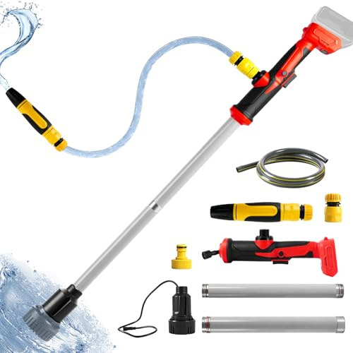 Bomba de transferencia de agua inalámbrica para Milwaukee 18V (sin batería) | 90 l/min, Bomba de sumidero portátil, Manguera 1,5 m y Boquilla, para Piscina, Jardín, Estanque, Barril