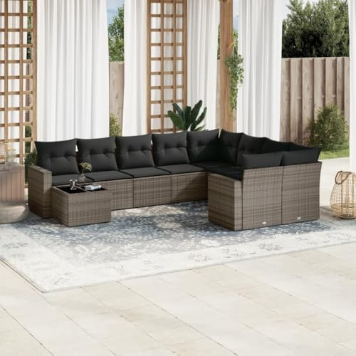 mtlskopl Gartenlounge 10-TLG. 62x62x69 cm Poly-Rattan Grau mit Stauraum und wasserfestem Beutel Sitzgruppe Sofa Ecksofa Tisch Balkon Terrasse für Garten Esszimmer und Wintergarten
