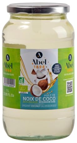 Abel 1898 Huile Vierge de Noix de Coco BIO 300ml et 1L/Pot - Livraison Gratuite France (1 pot, Pot 1L)