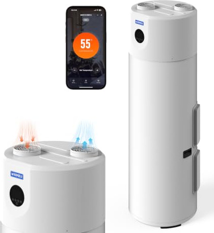 WARMBLU F200 Calentador de Agua Eléctrico Vertical 200 l | Bomba de calor de agua caliente aire-agua con R290 | COP 3,65 y clase energética A +