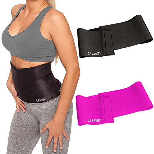 C.P. Sports Fitnessgürtel Bauchgürtel zur Fettverbrennung - Taillentrimmer für Männer und Frauen - Schwitzgürtel zum abnehmen, Slimmer Belt - Bauchweggürtel (Schwarz)