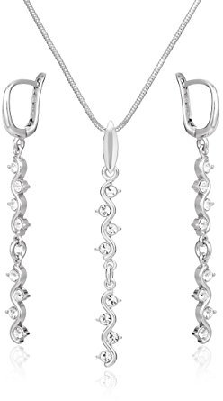 LILLY MARIE Damen Schmuck Set echt Silber 925 Anhänger Welle Kristallen längen-verstellbar Schmucketui Hochzeitsschmuck