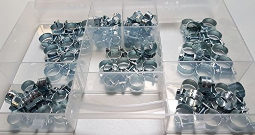 Mini Schlauchklemmen Sortiment Rundziehende Schlauchschellen Satz 8-18 mm w1 70-tlg