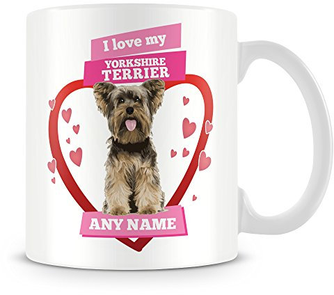 MUGGZ I Love My Yorkshire Terrier Dog Mug - Personalised Gift - Customise with Name - Pink