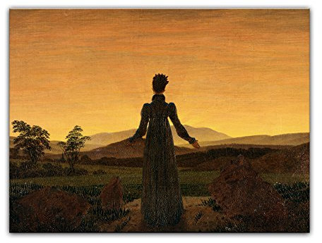 Kunstdruck Poster - Caspar David Friedrich Frau vor der untergehenden Sonne 40x30 cm ca. A3 - Alte Meister Bild ohne Rahmen