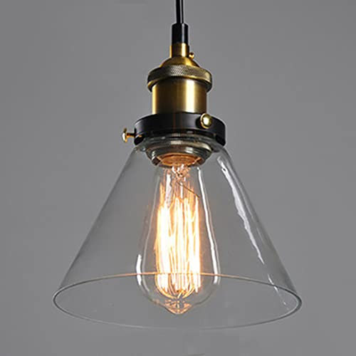 Suspension Luminaire Industrielle Vintage Rétro Abat-jour Verre Plafonnier Lustre Edison E27 Éclairage de Plafond Salon Chambre Cuisine Salle à manger Restaurant-(Verre clair)