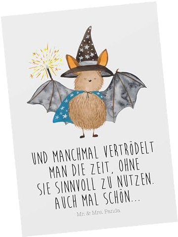 Mr. & Mrs. Panda Postkarte Fledermaus Zauberer - Geschenk, Fledermäuse, lustige Sprüche, Grußkarte, Einladungskarten Geburtstag, Gute Laune, Frauen,