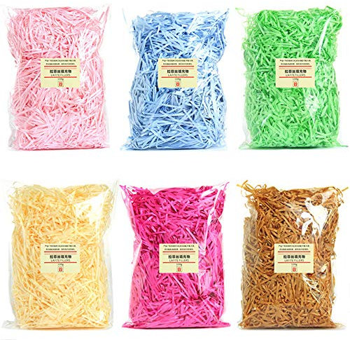 Mu Mianhua 600 Grams Multicolored Raffia Paper Shreds Creamy Kraft Shredded Crinkle Confetti for DIY Gift Basket Filling