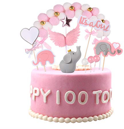 10 Stück Kuchendeko Baby Shower Rosa Tortendeko Mädchen Babyparty Kuchen Topper It's a Girl Kuchen Topper Elefante Kuchen Zubehör Tortendekoration Baby Taufe