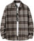 Locachy Herren Casual Baumwolle Plaid Shirts Langarm Button-Down Flanell Overshirt Jacke - Braun - Mittel