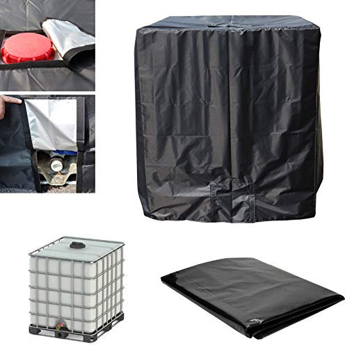 Tank Abdeckung 1000L IBC wasserdichte Abdeckung, Wasserdichter Staubdichter Anti-UV-Schutzhülle,Öffnung Oben Schutzabdeckung mit Reißverschluss & Klettverschluss für IBC-Tank Behälter Regenwassertank