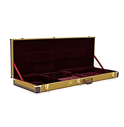 Gear4Music Gitarren-Hardcase für Bassgitarren Tweed mit Plüschauskleidung