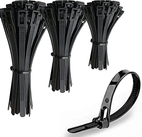 Oksdown Collier de Serrage Plastique Attaches de Câble Réutilisables en Nylon Rilsan Serre Câbles Noir Résistant 7,6 mm Assortiment de tailles 150 mm/200 mm/300 mm Lot de 150 Pièces