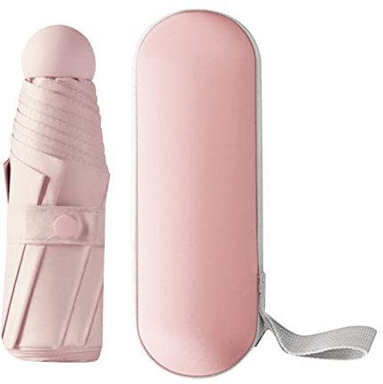 Jodsen Mini Paraguas del Sol, 6 Varillas Paraguas Plegable de Viaje Paraguas de Viaje Portátil Pequeño Paraguas UV con Funda de Cápsula Paraguas Plegable con Bolsa para Paraguas y Estuche de Viaje