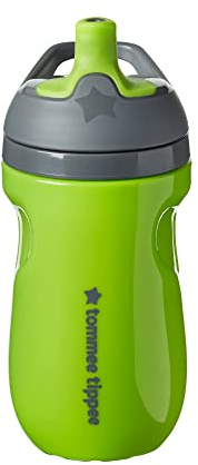 Tommee Tippee Insulated Sportee Bottle, 260ml, for Toddlers 12m+, Green, Non-Spill Water Bottle with Bite-Proof Spout and Two-Piece Valve, Leak-Proof and BPA Free