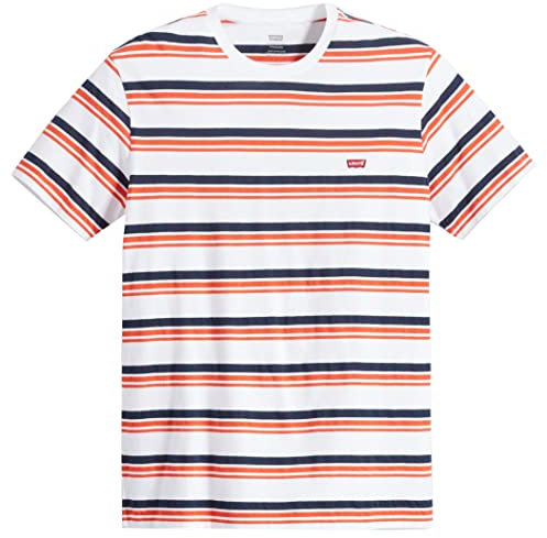 Levi's Men's Ss Original Housemark Tee Chesthit Logo T-Shirt, Andres Stripe Bright White, XS