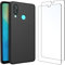 NEW'C Cover per Huawei P Smart 2019 in silicone custodia ultra sottile nero e 2 × vetro temperato per Huawei P Smart 2019, pellicola protettiva per schermo