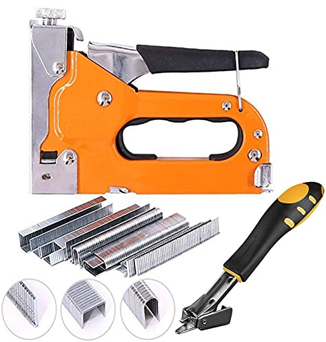 Heftpistole Manueller Nagelpistole Hefter mit 600 Nägeln Set Heavy Duty Tacker Heftmaschine für DIY Holzdekoration, Kabel, Stoff, Wand, Möbel