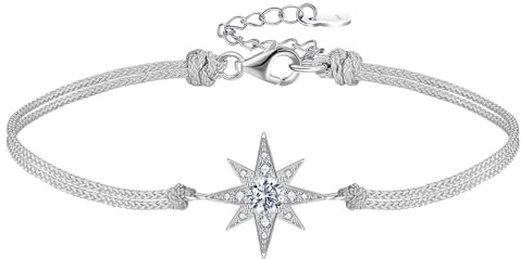 F.ZENI Stern Armbänder Damen Armband 925 Sterling Silber Girs Kinder Geflochtenes Armband Verstellbares Freundschaftsarmband Schmuck Geschenke für Frauen und Mädchen