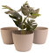 Home Garden Ornaments, Übertopf & Blumentopf im 3er-Set aus Kunststoff, ohne Drainagelöcher, Pflanzentopf mit Streifenmuster für Zimmerpflanzen (Taupe, 18 cm)