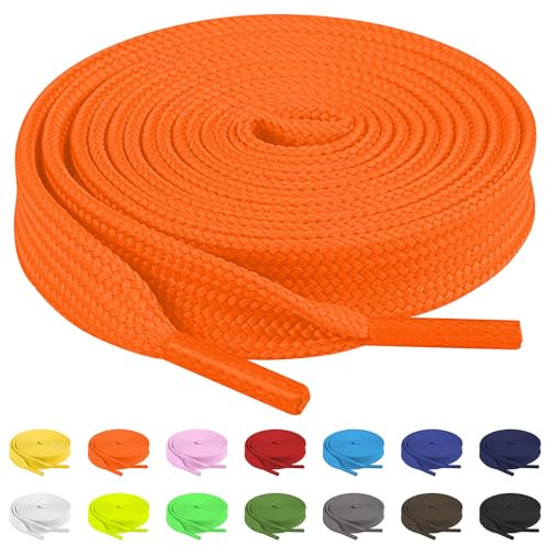 TBOC Lacci Laccetti Stringhe Piatti [Fluoro Arancia] Laccio [120 cm] Scarpe Sneakers Scarponi Compatibile con Timberland Nike Air Force Jordan Dr Martens Adidas Converse Bambini Adulti