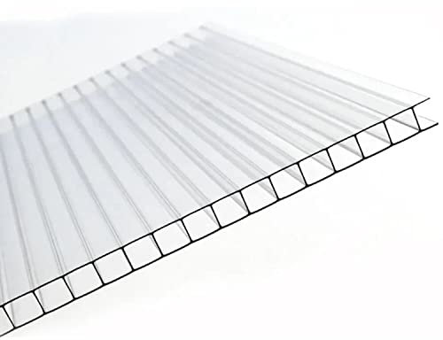 AtHaus® Polycarbonat Hohlkammerstegplatten - 200 Maße zur Auswahl | 615 x 605-4mm Stärke | UV-beständigen (Transparent)|stoßsicheren Doppelstegplatte Gewächshausplatte Stegplatten