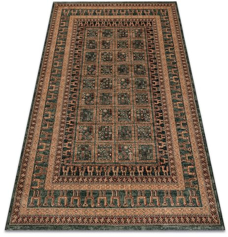 rugsx Wollteppich KASHQAI 4349 400 Orientalisch, Rahmen grün 200x300 cm
