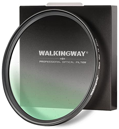Walking Way 1/4 Black Mist Diffusion 55MM Filter - Schwarze Leichter Diffusionsfilter - Verträumte Weichzeichner Effektfilter aus Optisches Glas mit Multi-Nano-Beschichtung Softfilter