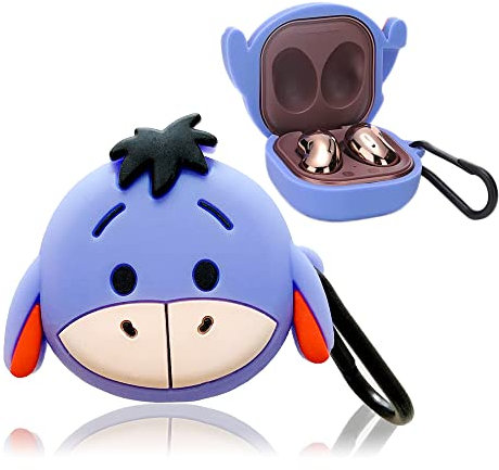 Viwind Cute Silicone Case Cover Compatible with Samsung Galaxy Buds Pro & Live, Soft Shockproof Protective Funny 3D Cartoon Cover with Carabiner - Donkey