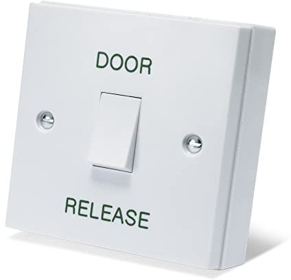 SecureMyDoor DOOR RELEASE Button - White Gloss Plastic Press to Exit Switch - Perfect for Access Control Systems in Commercial & Residential Buildings - Surface Mount Design