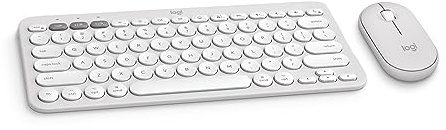 Logitech Pebble 2 Combo for Mac, Wireless Keyboard and Mouse, Slim, Quiet and Portable, Customizable, Bluetooth Mouse and Keyboard, Easy-Switch, for macOS, iPadOS - Tonal White