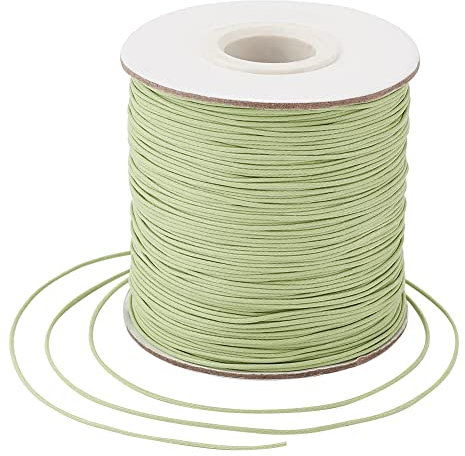 Bestewelry Cordon en polyester ciré pour la fabrication de bijoux, bracelets, macramé - Vert clair (169 m x 0,5 mm)