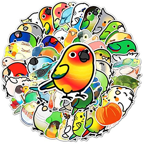 Papagei Aufkleber für Laptop (50 PCS),Geschenk für Kinder Jugendliche Erwachsene Jungen,Bird Stickers Wasserdicht Vinyl Aufkleber für Scrapbook,Skateboard,Auto,Gepäck
