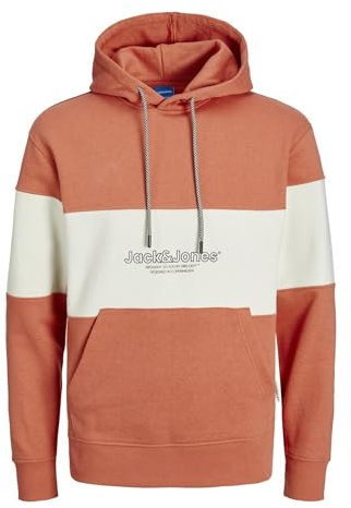 JACK & JONES Herren Hoodie Kapuzenpullover JORLAKEWOOD- Relaxed Fit S M L XL XXL, Größe:XL, Farbe:Ginger Blocking 12246802