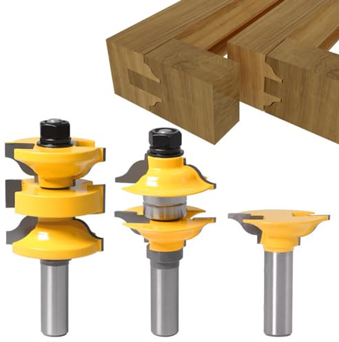 Fresa Per La Lavorazione Del Legno Set Di Tre Pezzi Fresa Per Mortasa E Tenone Per Telaio Della Porta Fresa Per Porta In Legno Massello Per Stampaggio Singolo,1/2 Gambo