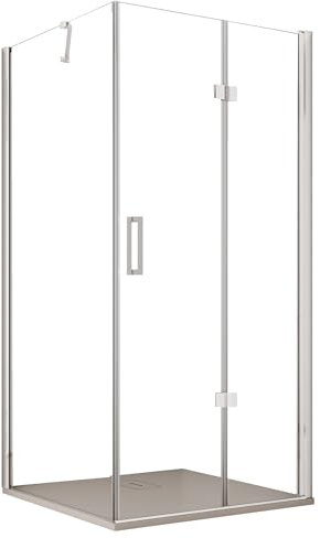 Porte de douche 2 côtés porte pliante et côté fixe H195cm 6mm REA - 80 x 70