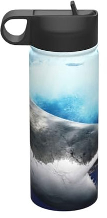 LAMAME 3D Shark Fish printed Insulated Kettle Sports Insulated Mug Vacuum Insulated Bottle