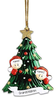 Kaululu Décoration Noel Personnalisé avec Noms de Membres de la Famille et Texte Deco Noel Sapin Noel 2024 Pendentif en Bois pour Sapin de Noël Cadeaux de Noël Cadeaux du Nouvel an