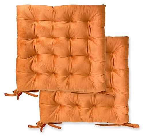 Emma Barclay Velvet Holland Luxury Seat Pad in Burnt Orange - 16x16 (40x40cm)