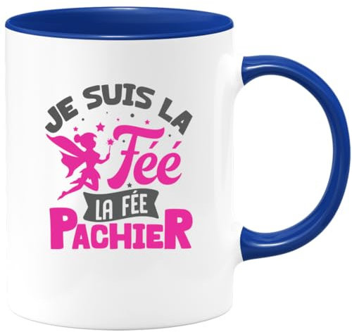 quotedazur - Mug Personnalisé Tasse Cadeau Original Humour Noël Je Suis La Fée La Fée Pachier - Bleu/Céramique