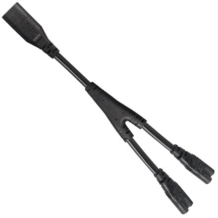 JSADZKJ Y Split Power Cord IEC320 C8 to 2XC7 Y Splitter Power Cord C8 Male to Dual C7 Female Figure 8 Extension Power Cord 1 in 2 Out AC Power Splitter Cord IEC C7 to C8 Power Cable 30CM