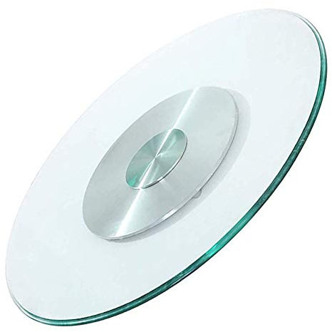 Ø60-120cm/23.6″-47.2″ Plato Giratorio de Vidrio Templado de 10 mm de Espesor Lazy Susan, Bandeja de Servicio giratoria para Mesa de Comedor de 360 Grados, rotación Suave transpare