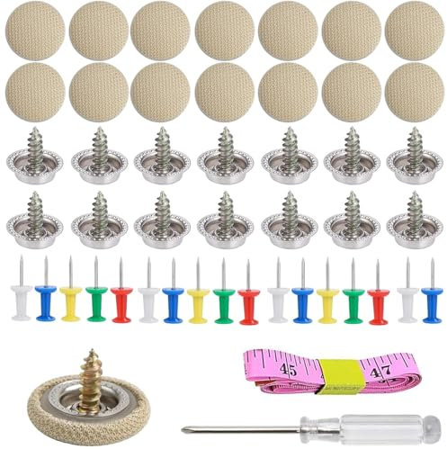 65 Stück Reparaturknöpfe für Autodach, Nieten für Fahrzeuge, Auto mit 65 Stiften, 1 Schraubendreher, 1 Maßband, Knöpfe, Autodach für alle Dächer, Autos (Plaid Beige)