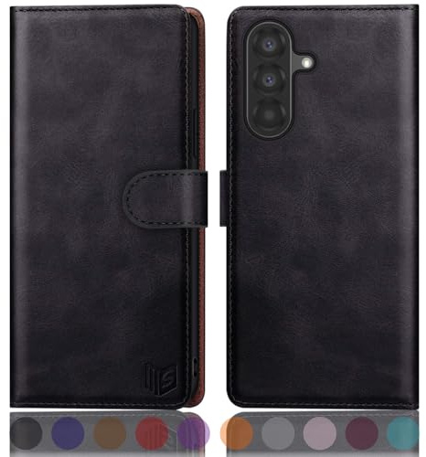 SUANPOT [RFID Schutz für Samsung Galaxy A56 Hülle PU Leder Handyhülle Lederhülle Klapphülle Kartenfach Flip Cover für Samsung A56 Handy hülle Leather Wallet Phone Case Schwarz